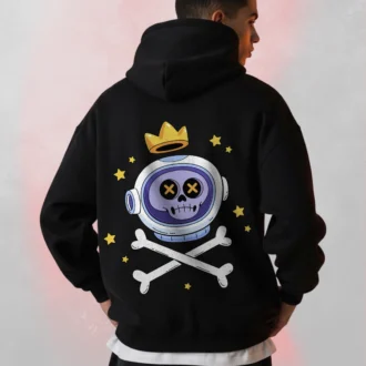 Astronaut Skull Printed Hoodie