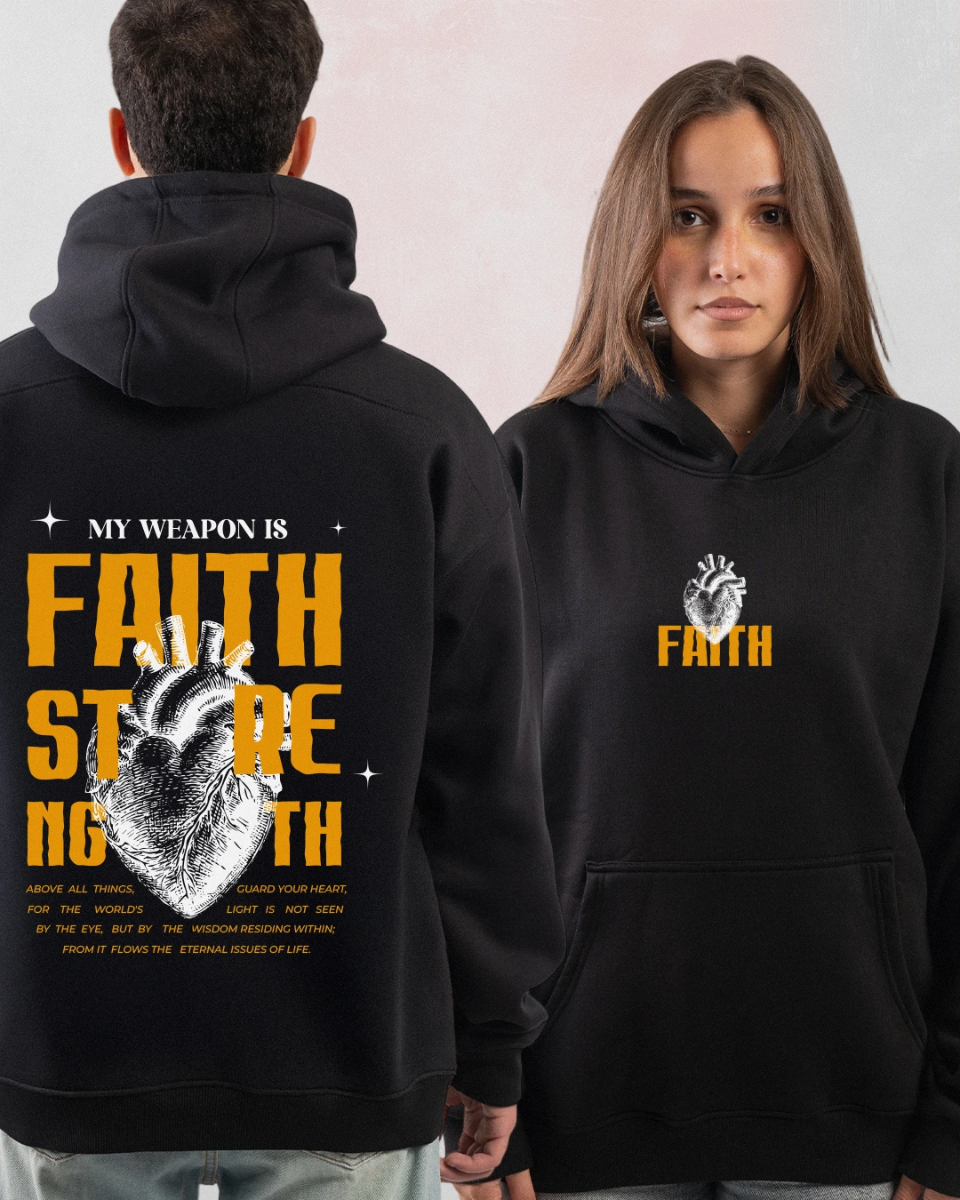 Faith Strong Might Hoodie | Exclusive Front & Back Print