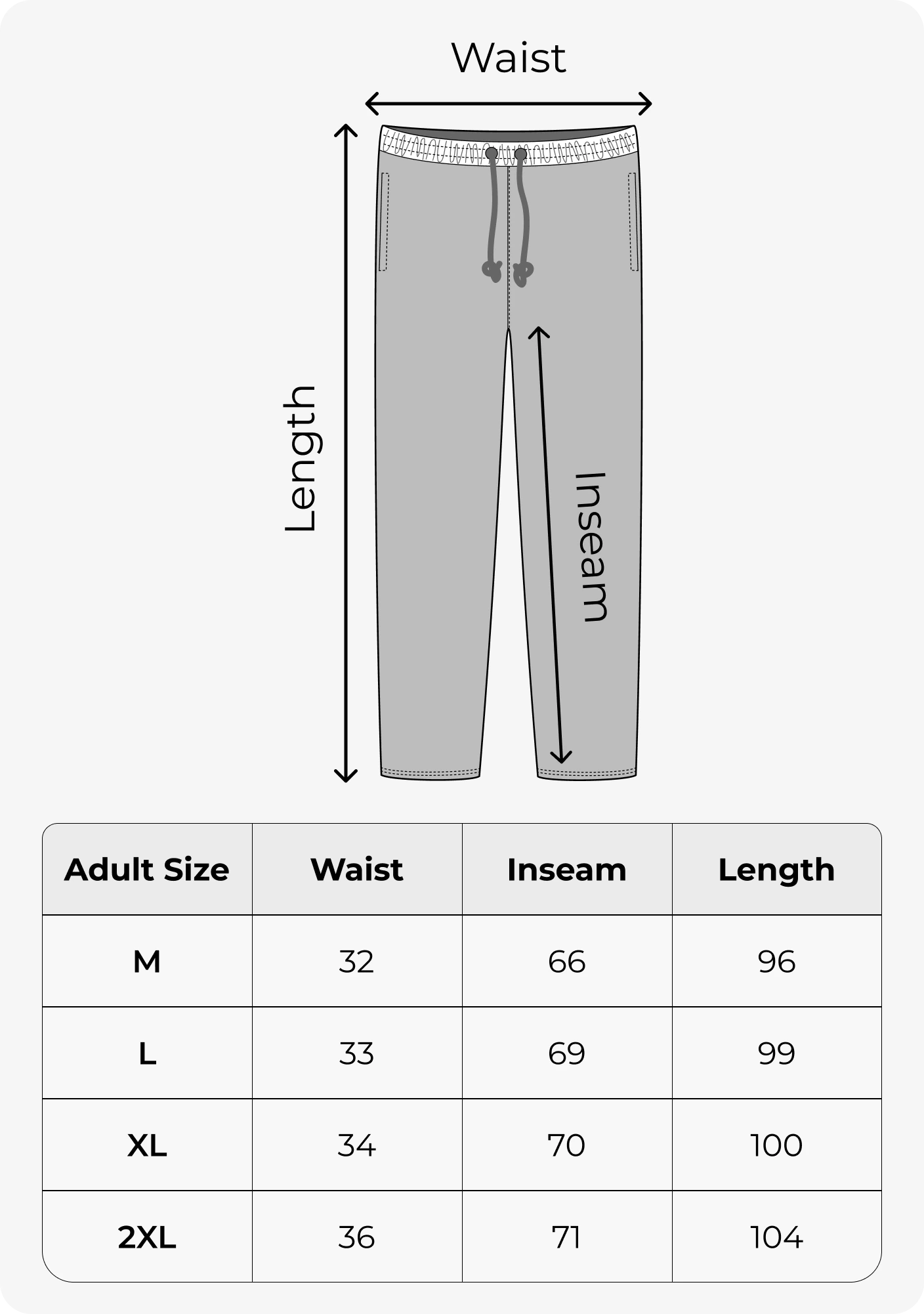 Adult Sweatpants Size
