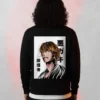 back view of black Anime printed Sweatshirt manga character graphic print