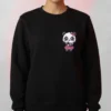 sweatshirt with a cute panda printed sweatshirt Black, print on the front